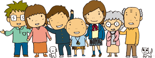 知るぽるとのキャラクター「矢口家」のイラスト